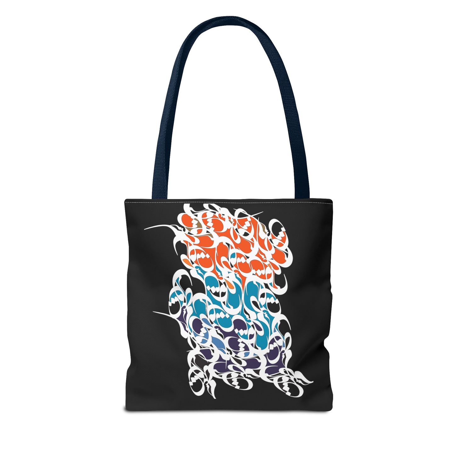 Durable Tote Bags with Persian Calligraphy Design - 3 Sizes, Multiple Handle Colors, Polyester Fabric