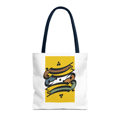 Durable Tote Bags with Persian Calligraphy Design - 3 Sizes, Multiple Handle Colors, Polyester Fabric