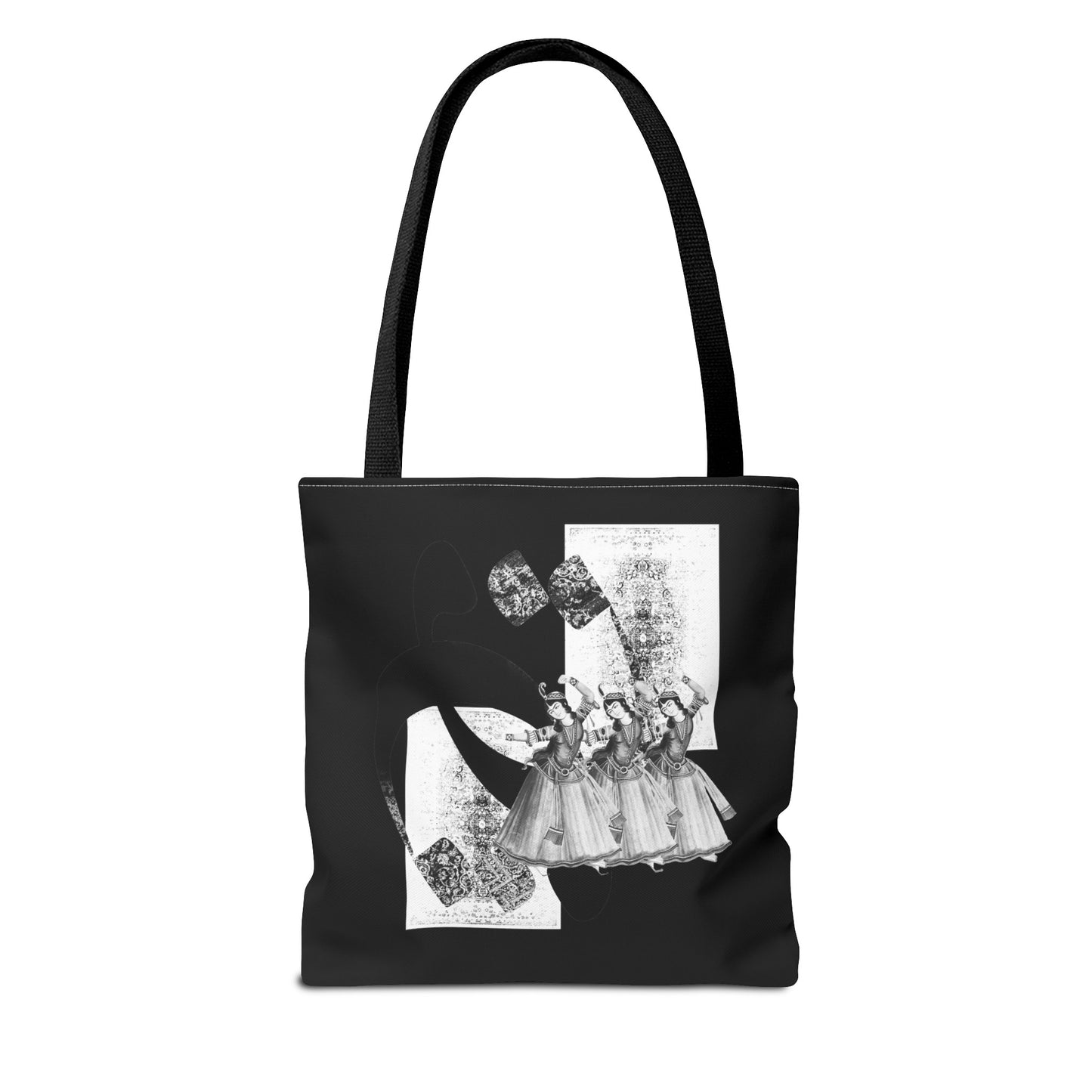 Durable Tote Bags with Persian Calligraphy Design - 3 Sizes, Multiple Handle Colors, Polyester Fabric