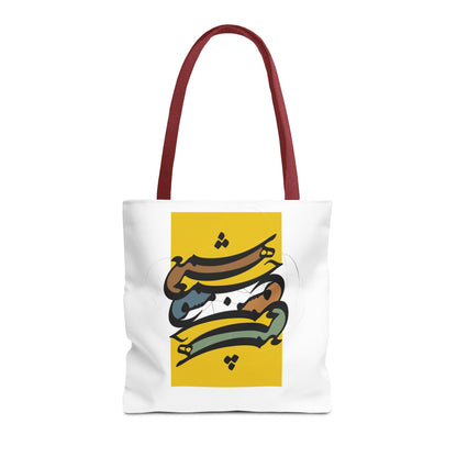 Durable Tote Bags with Persian Calligraphy Design - 3 Sizes, Multiple Handle Colors, Polyester Fabric