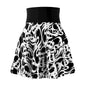 Black Women's Skater Skirt with Persian Calligraphy Design - Polyester-Spandex Blend, Cozy and Soft, Casual Look