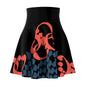 Black Women's Skater Skirt with Persian Calligraphy Design - Polyester-Spandex Blend, Cozy and Soft, Casual Look