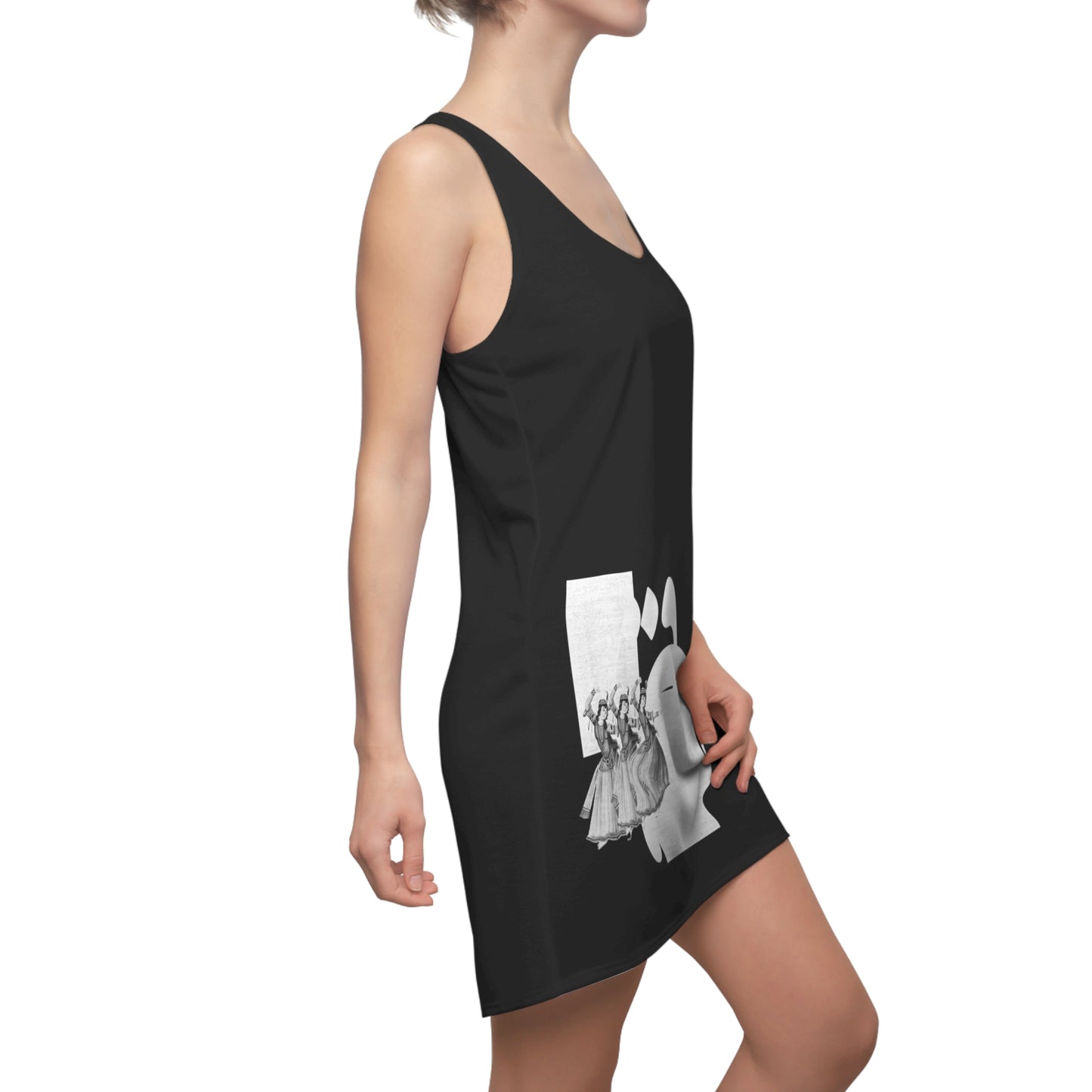 Women's Racerback Dress with Persian Calligraphy Design - Polyester, Lightweight, Sporty Fit