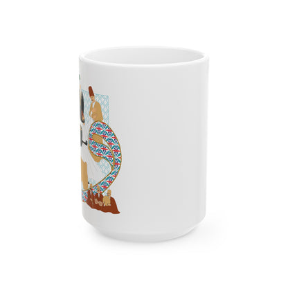 Durable Ceramic Coffee Mug with Persian Design - Vivid Print, BPA & Lead-Free, Microwave & Dishwasher Safe