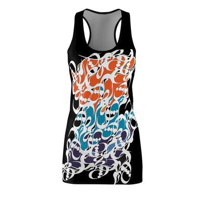 Women's Racerback Dress with Persian Calligraphy Design - Polyester, Lightweight, Sporty Fit