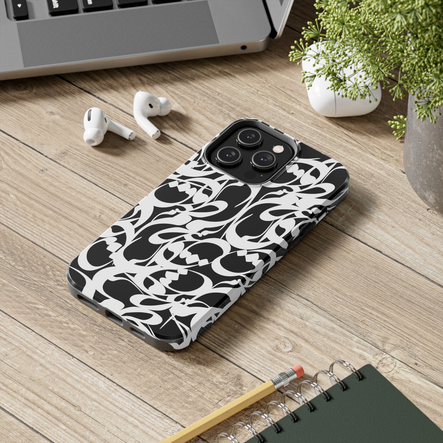 iPhone/Galaxy - Tough Phone Case with Persian Calligraphy Design - Impact Resistant, TPU Lining, Polycarbonate Shell, Glossy Finish