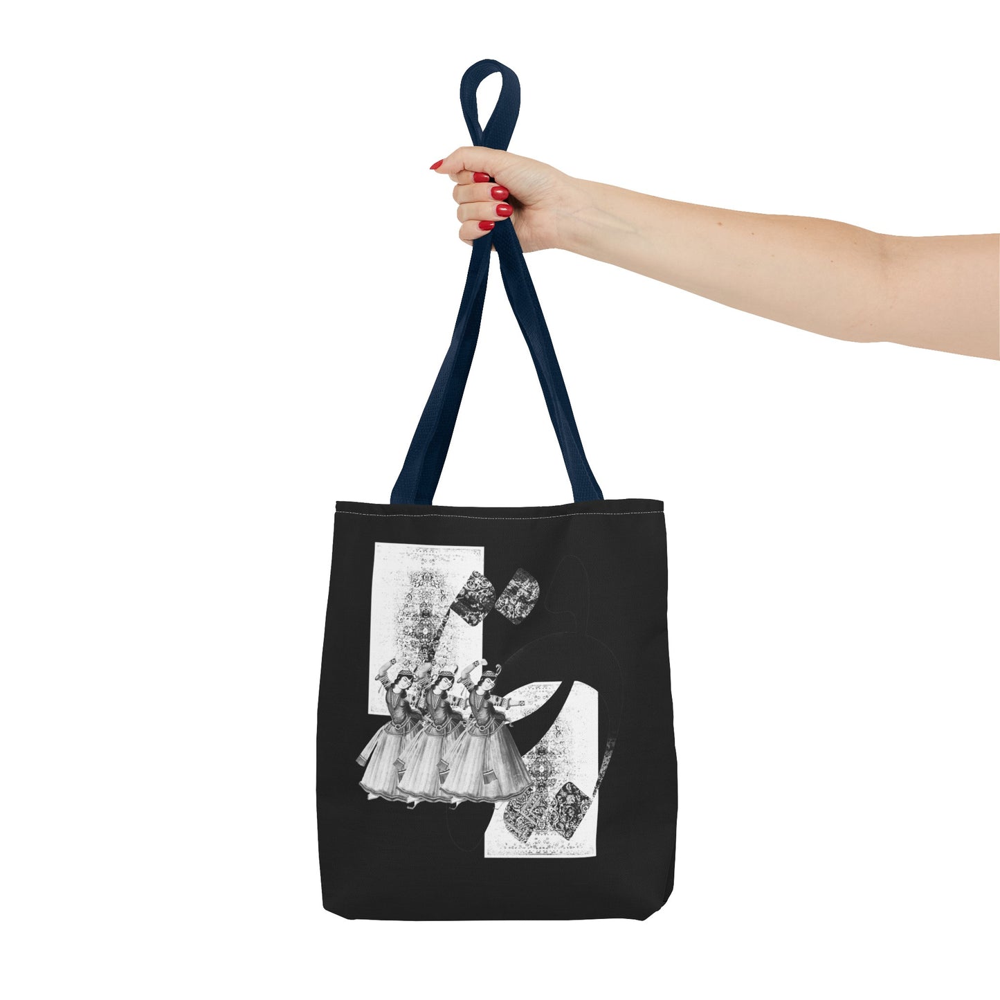 Durable Tote Bags with Persian Calligraphy Design - 3 Sizes, Multiple Handle Colors, Polyester Fabric