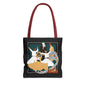 Durable Tote Bags with Persian Calligraphy Design - 3 Sizes, Multiple Handle Colors, Polyester Fabric