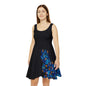 Women's Skater Dress with Persian Calligraphy Design - Polyester-Spandex Blend, Comfortable, Stretchy, Mid-Length