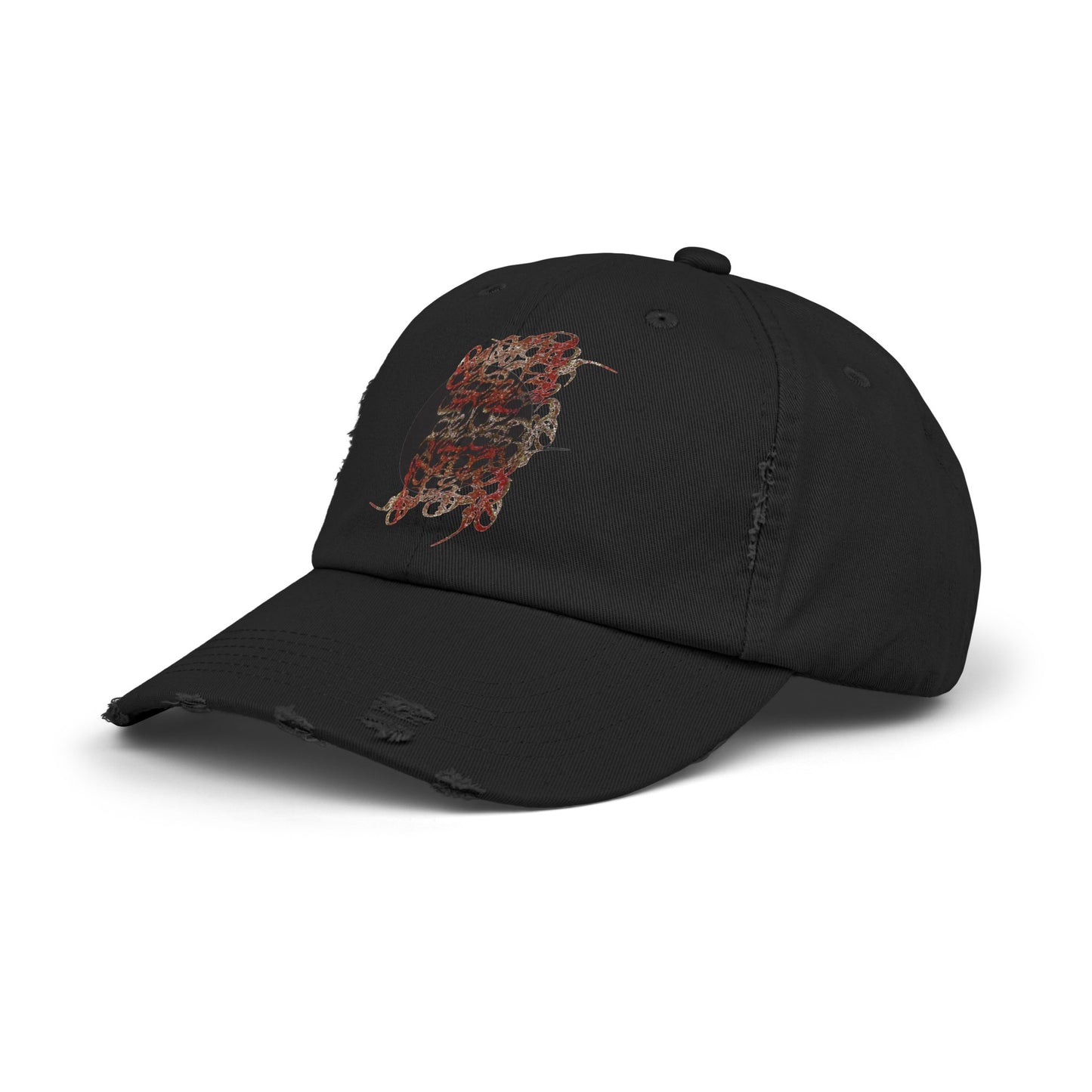 Unisex Distressed Cotton Twill Hat with Persian Calligraphy Design - Adjustable Fit, Low Profile, High-End Comfort