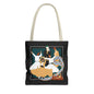 Durable Tote Bags with Persian Calligraphy Design - 3 Sizes, Multiple Handle Colors, Polyester Fabric