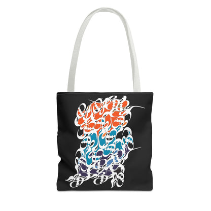 Durable Tote Bags with Persian Calligraphy Design - 3 Sizes, Multiple Handle Colors, Polyester Fabric