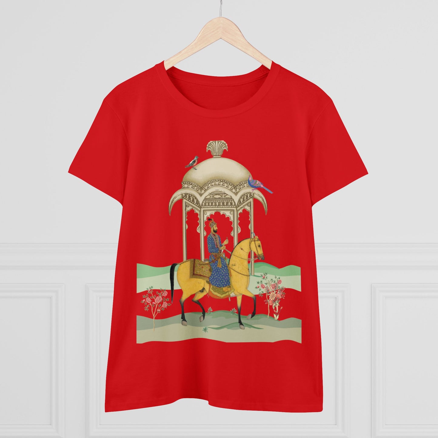 100% Cotton Semi-Fitted T-Shirt with Persian Design - Soft & Light, Cap Sleeves, Pre-Shrunk, Tear-Away Label