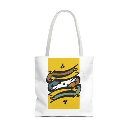 Durable Tote Bags with Persian Calligraphy Design - 3 Sizes, Multiple Handle Colors, Polyester Fabric