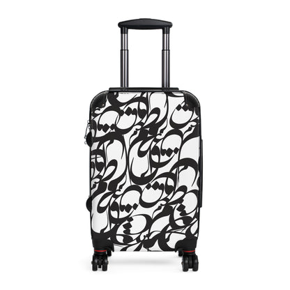 Polycarbonate & ABS Hard-Shell Suitcase with Persian Calligraphy Design - 360° Swivel Wheels, Telescopic Handle, Built-In Lock