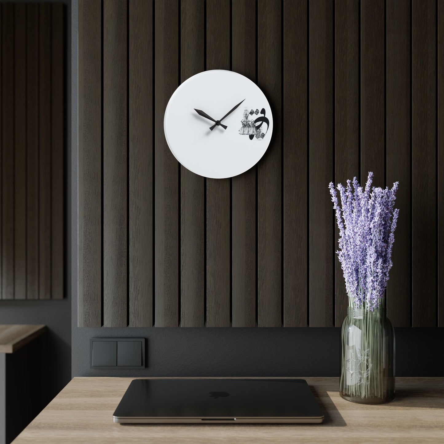 Durable Acrylic Wall Clock with Persian Calligraphy Design - Round & Square, Two Sizes, Easy Hanging Keyhole Slot