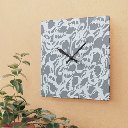 Durable Acrylic Wall Clock with Persian Calligraphy Design - Round & Square, Two Sizes, Easy Hanging Keyhole Slot