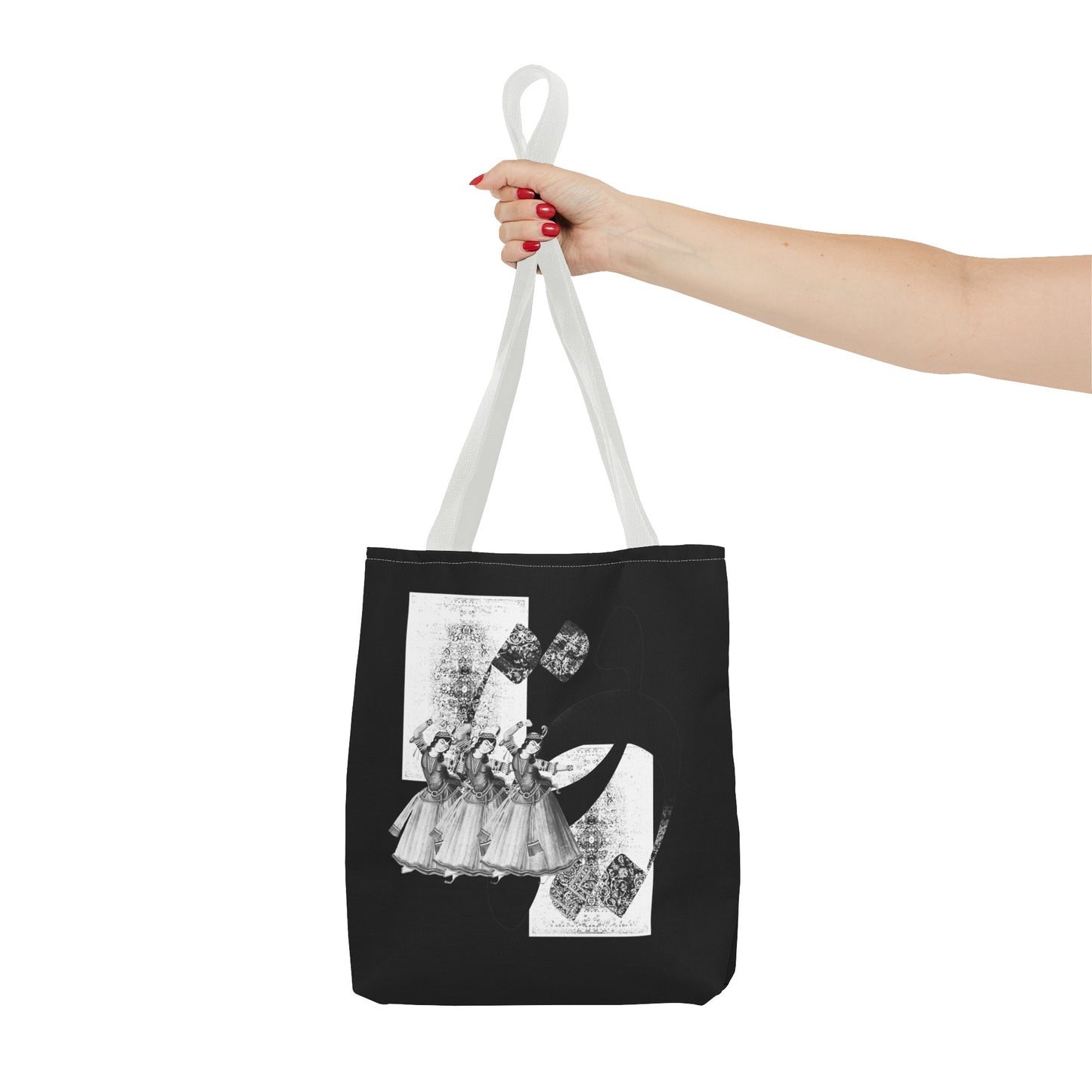 Durable Tote Bags with Persian Calligraphy Design - 3 Sizes, Multiple Handle Colors, Polyester Fabric