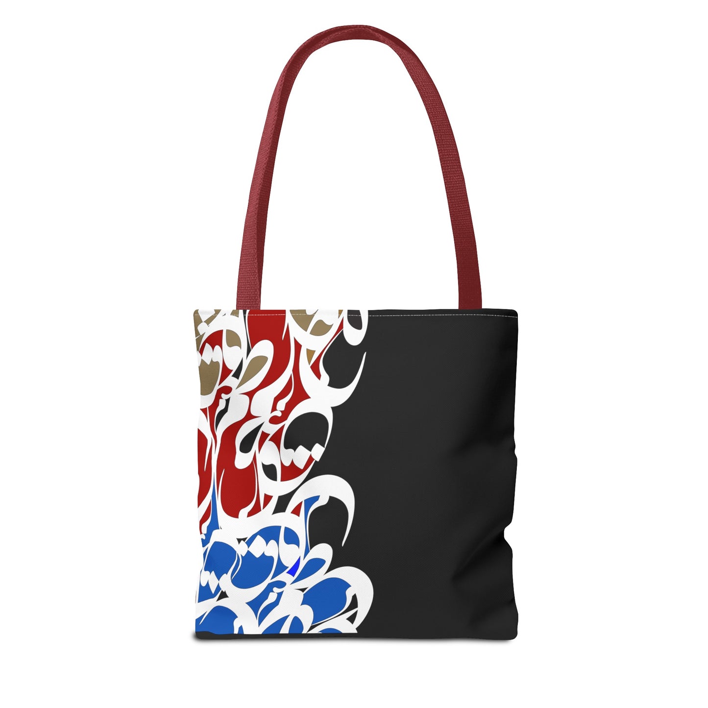 Durable Tote Bags with Persian Calligraphy Design - 3 Sizes, Multiple Handle Colors, Polyester Fabric