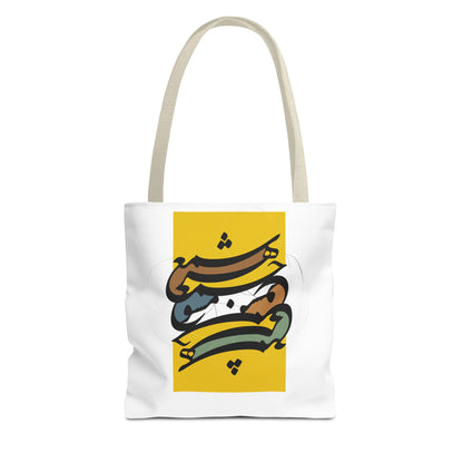 Durable Tote Bags with Persian Calligraphy Design - 3 Sizes, Multiple Handle Colors, Polyester Fabric