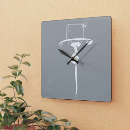 Durable Acrylic Wall Clock with Persian Calligraphy Design - Round & Square, Two Sizes, Easy Hanging Keyhole Slot