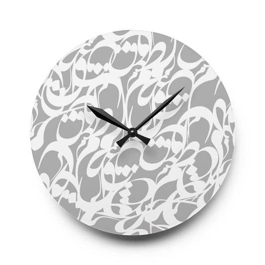 Durable Acrylic Wall Clock with Persian Calligraphy Design - Round & Square, Two Sizes, Easy Hanging Keyhole Slot