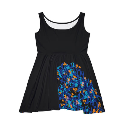 Women's Skater Dress with Persian Calligraphy Design - Polyester-Spandex Blend, Comfortable, Stretchy, Mid-Length