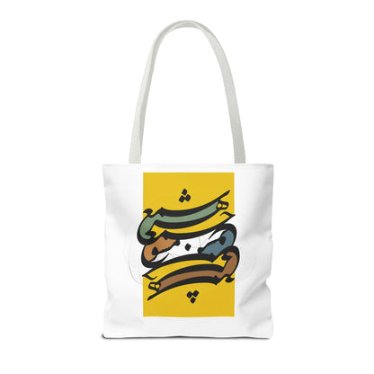 Durable Tote Bags with Persian Calligraphy Design - 3 Sizes, Multiple Handle Colors, Polyester Fabric