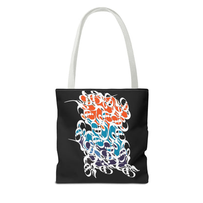 Durable Tote Bags with Persian Calligraphy Design - 3 Sizes, Multiple Handle Colors, Polyester Fabric