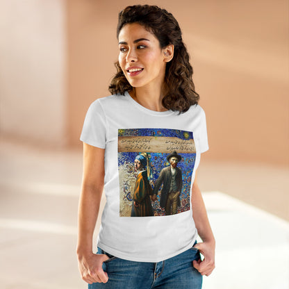 100% Cotton Semi-Fitted T-Shirt with Persian Design - Soft & Light, Cap Sleeves, Pre-Shrunk, Tear-Away Label