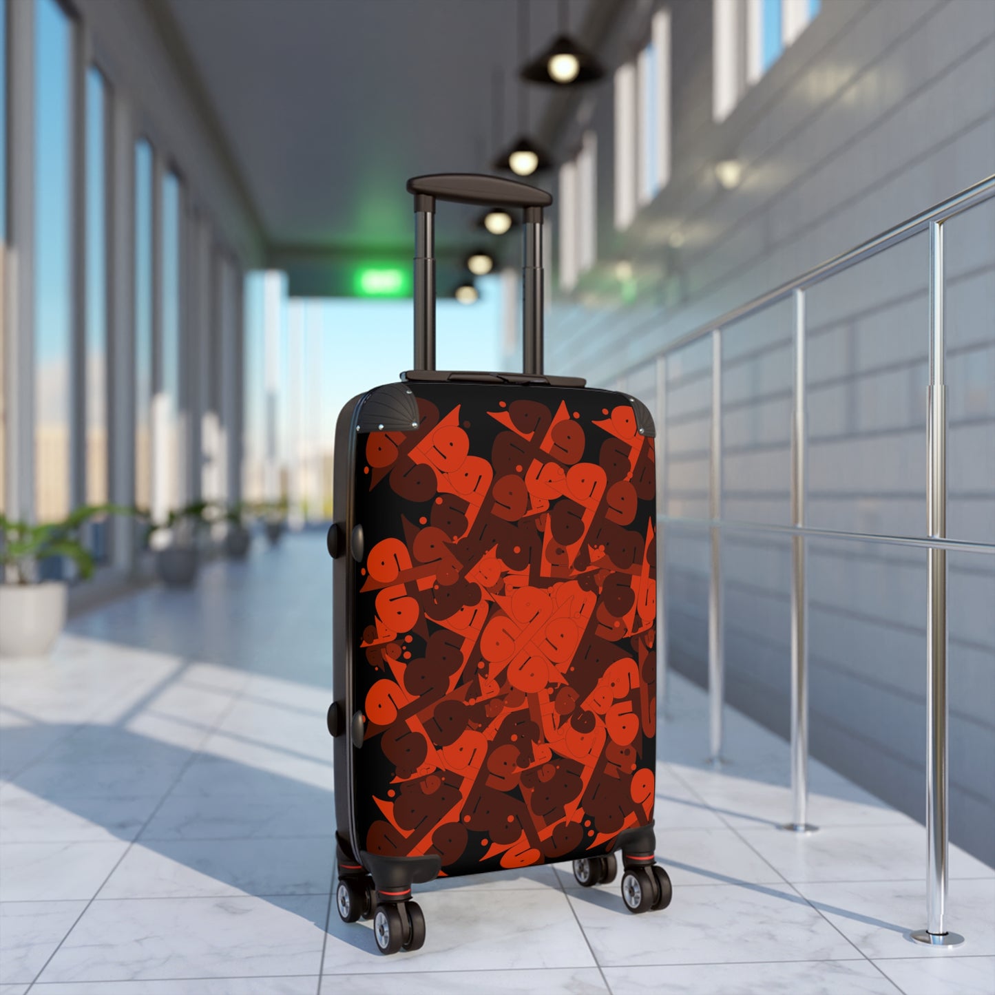 Polycarbonate & ABS Hard-Shell Suitcase with Persian Calligraphy Design - 360° Swivel Wheels, Telescopic Handle, Built-In Lock