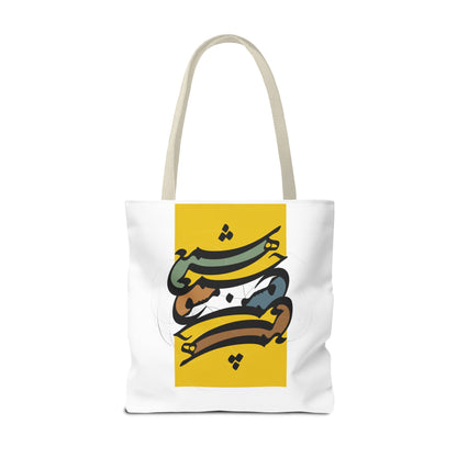 Durable Tote Bags with Persian Calligraphy Design - 3 Sizes, Multiple Handle Colors, Polyester Fabric