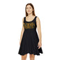 Women's Skater Dress with Persian Calligraphy Design - Polyester-Spandex Blend, Comfortable, Stretchy, Mid-Length