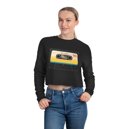 Women's Cropped Sweatshirt with Persian Design - Breathable Fleece, Relaxed Fit, Drop-Shoulder Seam