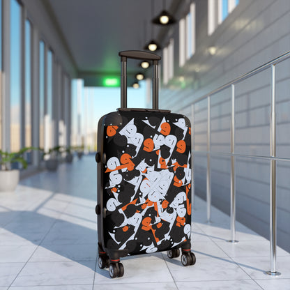 Polycarbonate & ABS Hard-Shell Suitcase with Persian Calligraphy Design - 360° Swivel Wheels, Telescopic Handle, Built-In Lock