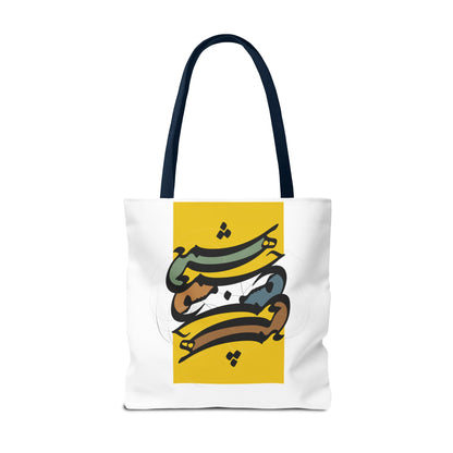 Durable Tote Bags with Persian Calligraphy Design - 3 Sizes, Multiple Handle Colors, Polyester Fabric