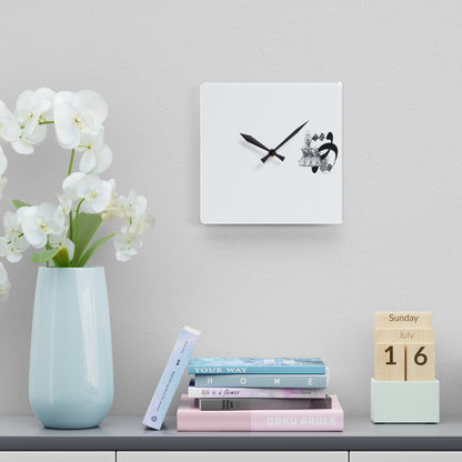 Durable Acrylic Wall Clock with Persian Calligraphy Design - Round & Square, Two Sizes, Easy Hanging Keyhole Slot