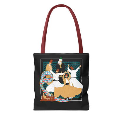 Durable Tote Bags with Persian Calligraphy Design - 3 Sizes, Multiple Handle Colors, Polyester Fabric