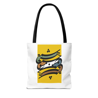 Durable Tote Bags with Persian Calligraphy Design - 3 Sizes, Multiple Handle Colors, Polyester Fabric