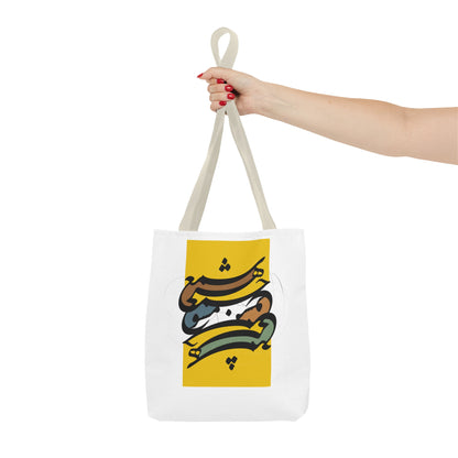 Durable Tote Bags with Persian Calligraphy Design - 3 Sizes, Multiple Handle Colors, Polyester Fabric