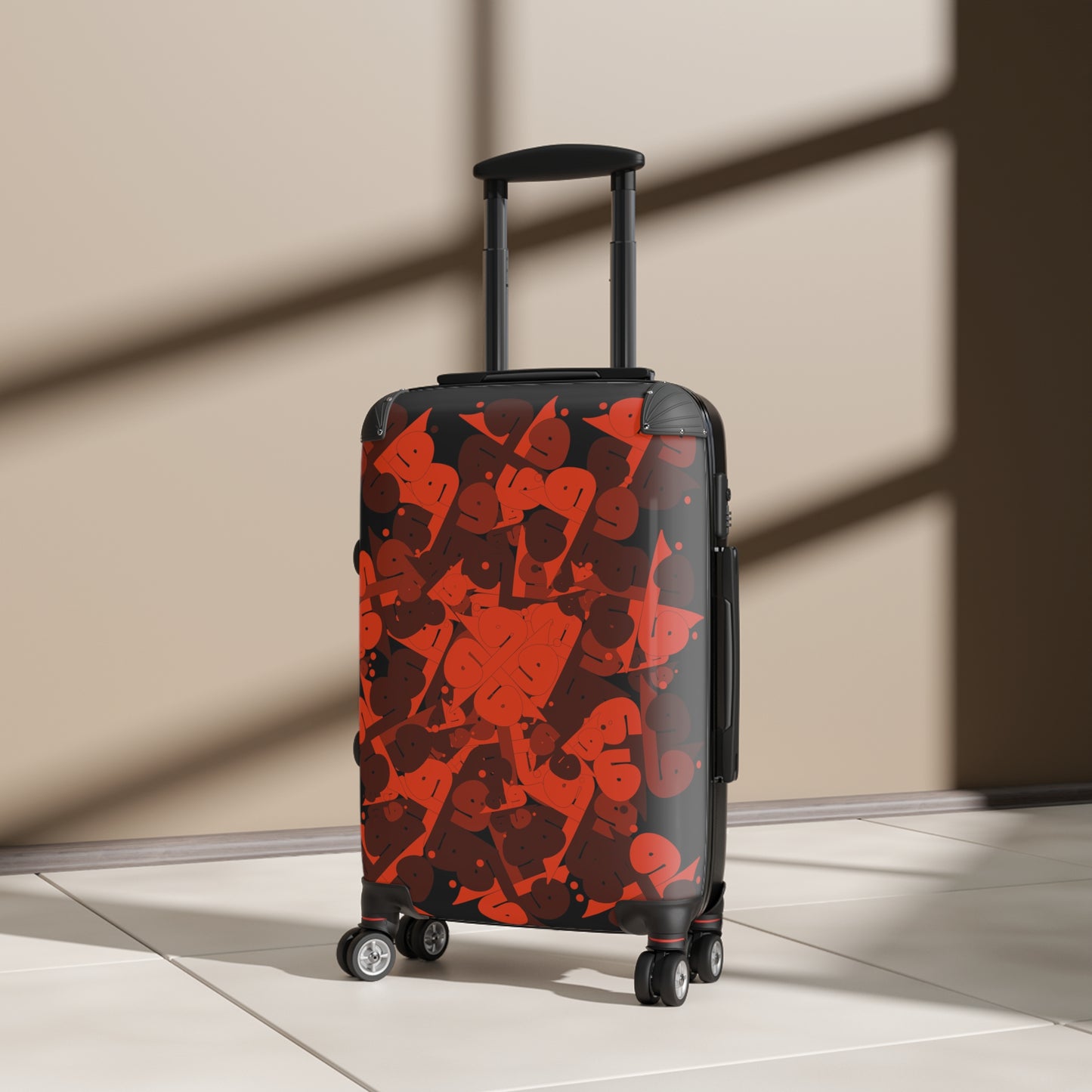 Polycarbonate & ABS Hard-Shell Suitcase with Persian Calligraphy Design - 360° Swivel Wheels, Telescopic Handle, Built-In Lock