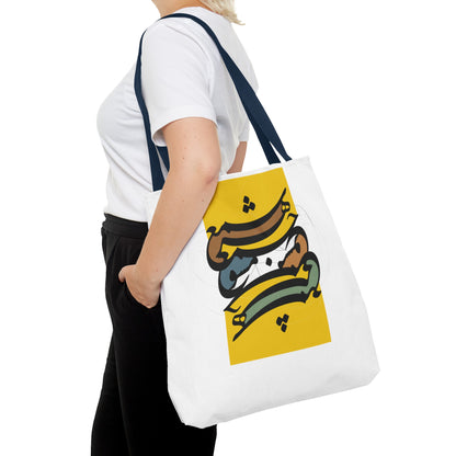 Durable Tote Bags with Persian Calligraphy Design - 3 Sizes, Multiple Handle Colors, Polyester Fabric