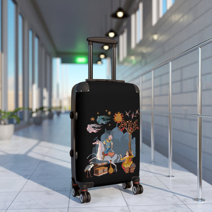 Polycarbonate & ABS Hard-Shell Suitcase with Persian Design - 360° Swivel Wheels, Telescopic Handle, Built-In Lock