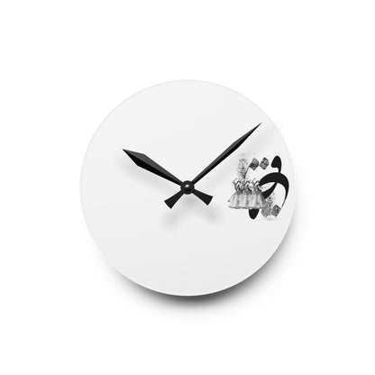 Durable Acrylic Wall Clock with Persian Calligraphy Design - Round & Square, Two Sizes, Easy Hanging Keyhole Slot