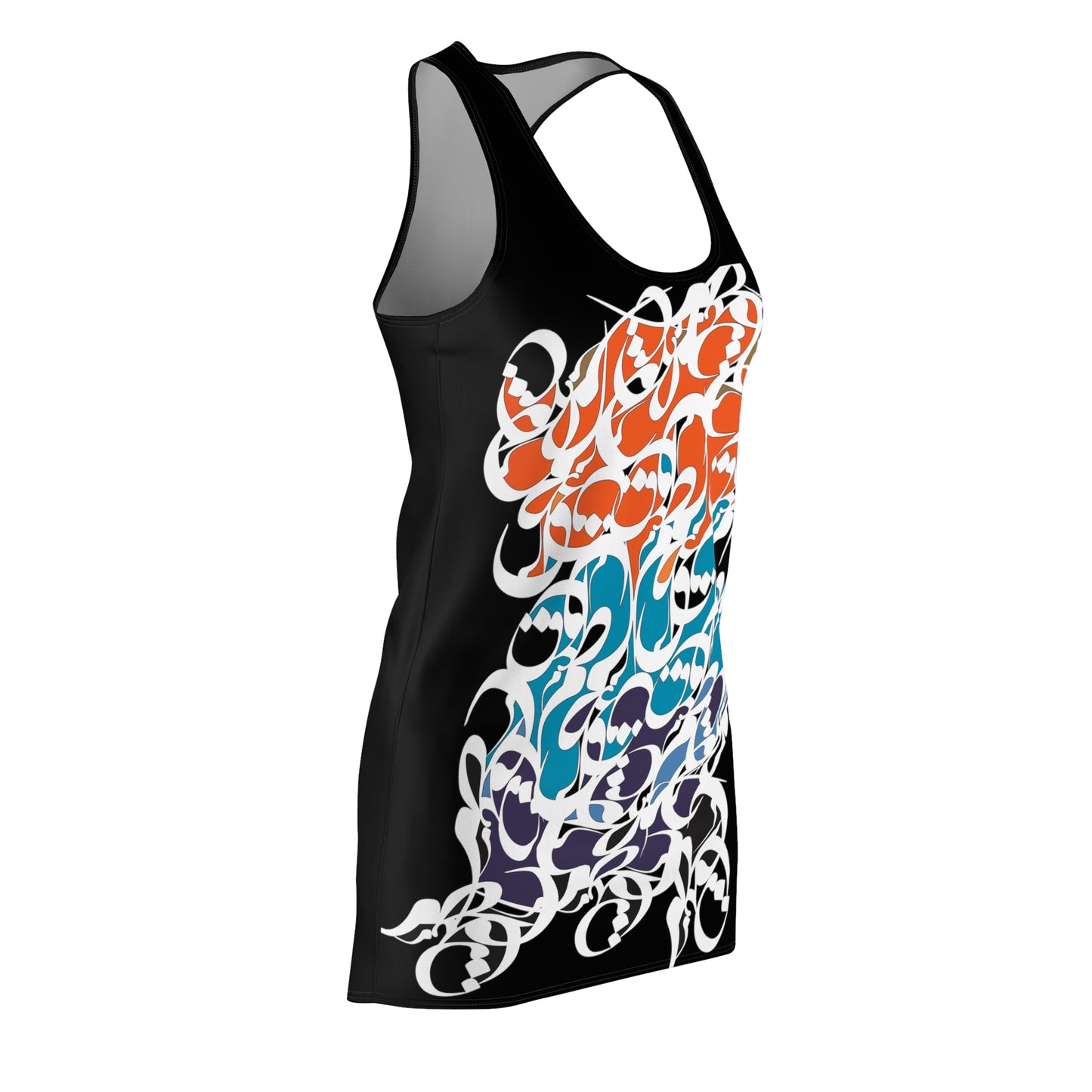 Women's Racerback Dress with Persian Calligraphy Design - Polyester, Lightweight, Sporty Fit