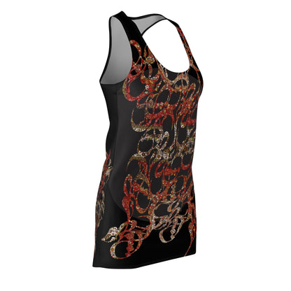 Women's Racerback Dress with Persian Calligraphy Design - Polyester, Lightweight, Sporty Fit