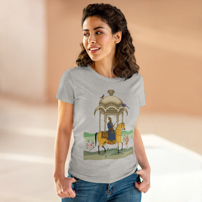 100% Cotton Semi-Fitted T-Shirt with Persian Design - Soft & Light, Cap Sleeves, Pre-Shrunk, Tear-Away Label