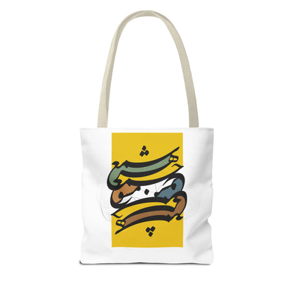 Durable Tote Bags with Persian Calligraphy Design - 3 Sizes, Multiple Handle Colors, Polyester Fabric