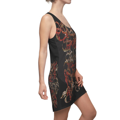 Women's Racerback Dress with Persian Calligraphy Design - Polyester, Lightweight, Sporty Fit