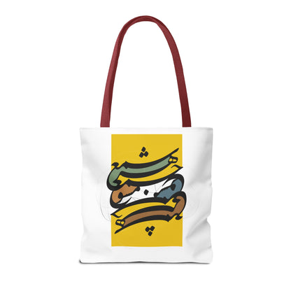 Durable Tote Bags with Persian Calligraphy Design - 3 Sizes, Multiple Handle Colors, Polyester Fabric